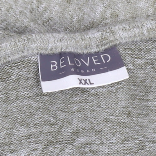 Beloved Women’s Grey V-Neck Long Sleeve Pullover Jumper Size 2XL