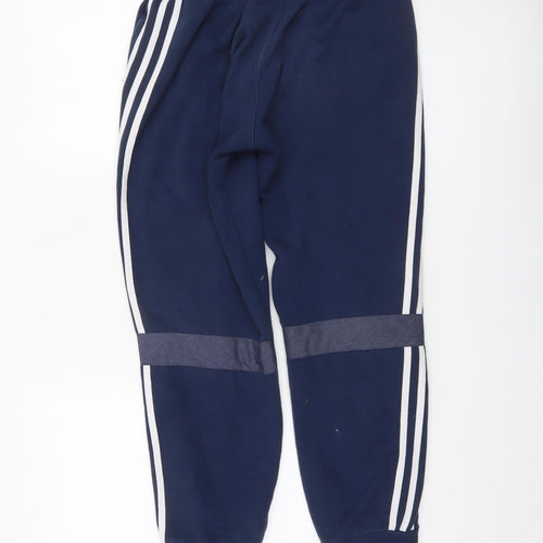 Adidas Boys Blue Jogger Trousers 13-14 Years Regular Fit Fleece Activewear