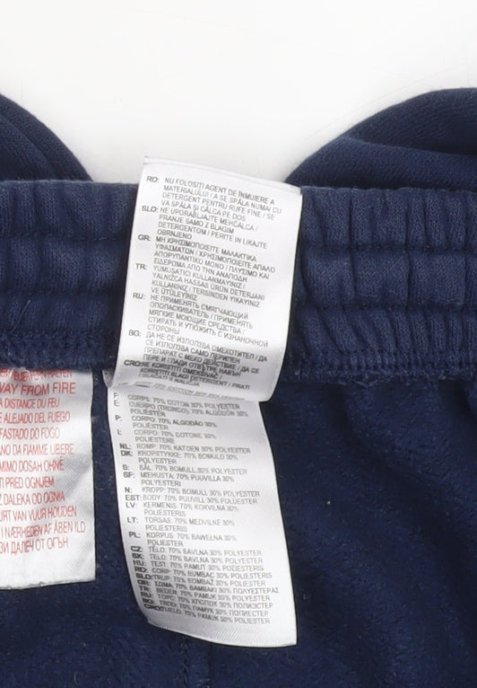 Adidas Boys Blue Jogger Trousers 13-14 Years Regular Fit Fleece Activewear