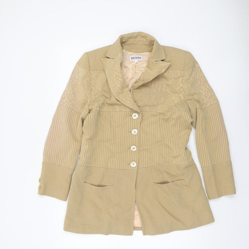 Renzo Women's Beige Single-Breasted Suit Jacket Size 12 Wool Blend