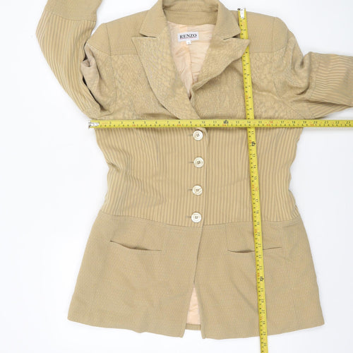 Renzo Women's Beige Single-Breasted Suit Jacket Size 12 Wool Blend