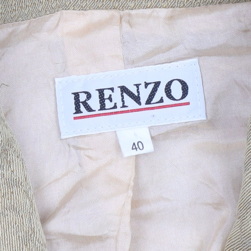 Renzo Women's Beige Single-Breasted Suit Jacket Size 12 Wool Blend