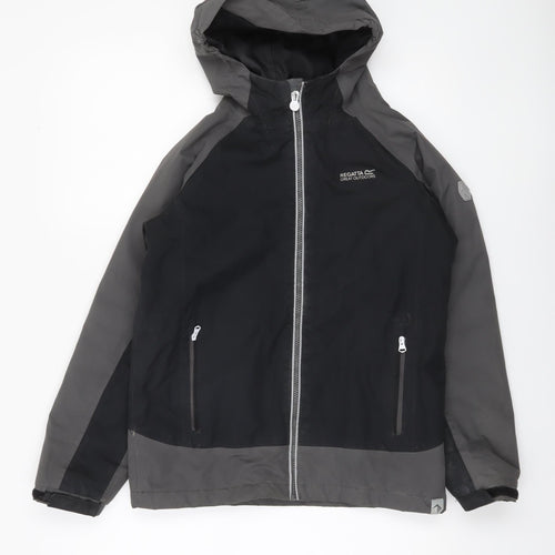 Regatta Boys Black Waterproof Hooded Rain Jacket 11-12 Years