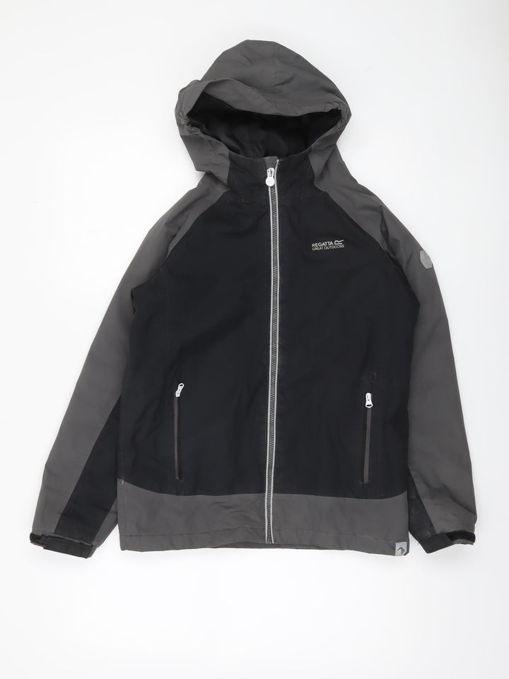 Regatta Boys Black Waterproof Hooded Rain Jacket 11-12 Years