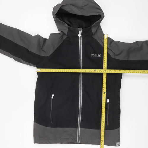 Regatta Boys Black Waterproof Hooded Rain Jacket 11-12 Years