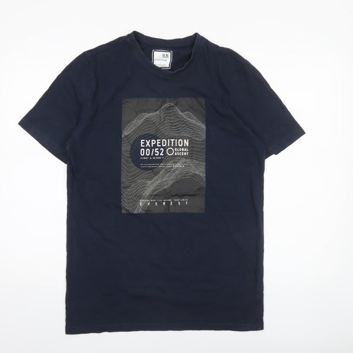 U.S. Athletic Men's Blue Expedition Graphic Cotton T-Shirt Medium
