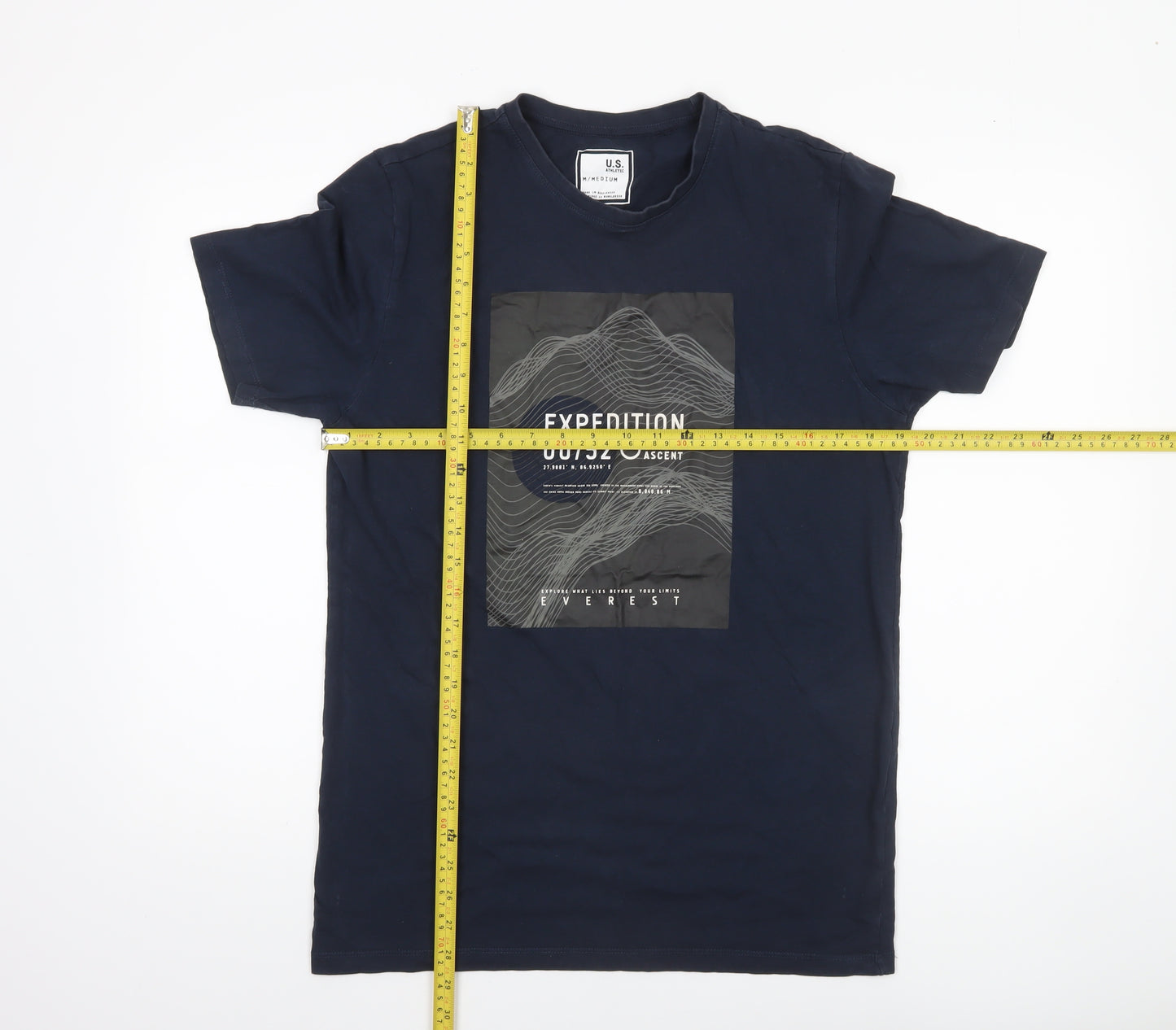 U.S. Athletic Men's Blue Expedition Graphic Cotton T-Shirt Medium