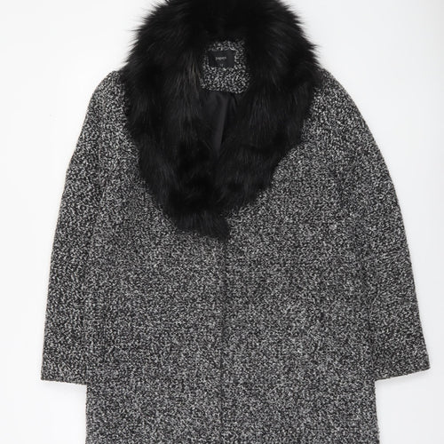 Papaya Women’s Black & Grey Fur Collar Coat Size 12 Winter Style