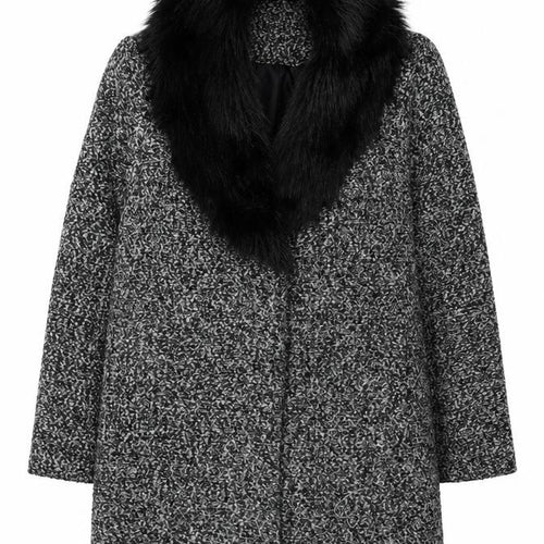 Papaya Women’s Black & Grey Fur Collar Coat Size 12 Winter Style