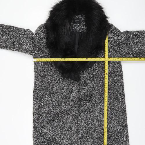 Papaya Women’s Black & Grey Fur Collar Coat Size 12 Winter Style