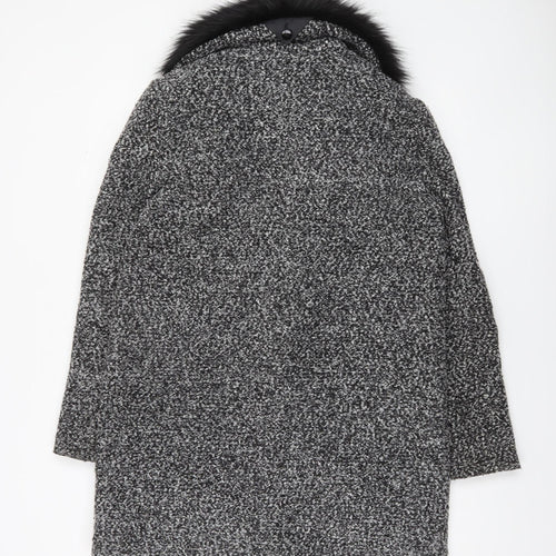 Papaya Women’s Black & Grey Fur Collar Coat Size 12 Winter Style