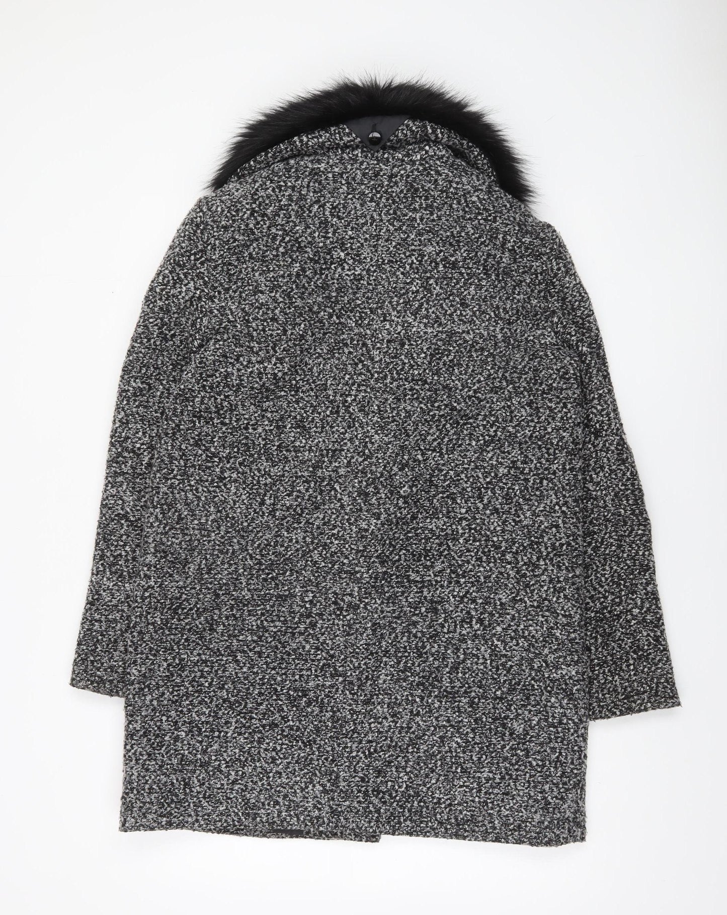 Papaya Women’s Black & Grey Fur Collar Coat Size 12 Winter Style