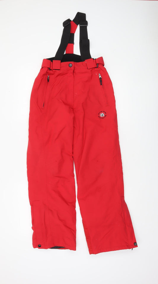 Alive Boys Red 12 Years Waterproof Ski Snow Pants Trousers with Braces