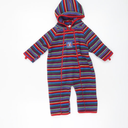JoJo Maman Bébé Unisex Baby Multicoloured 3-6 Months Hooded Fleece Babygrow