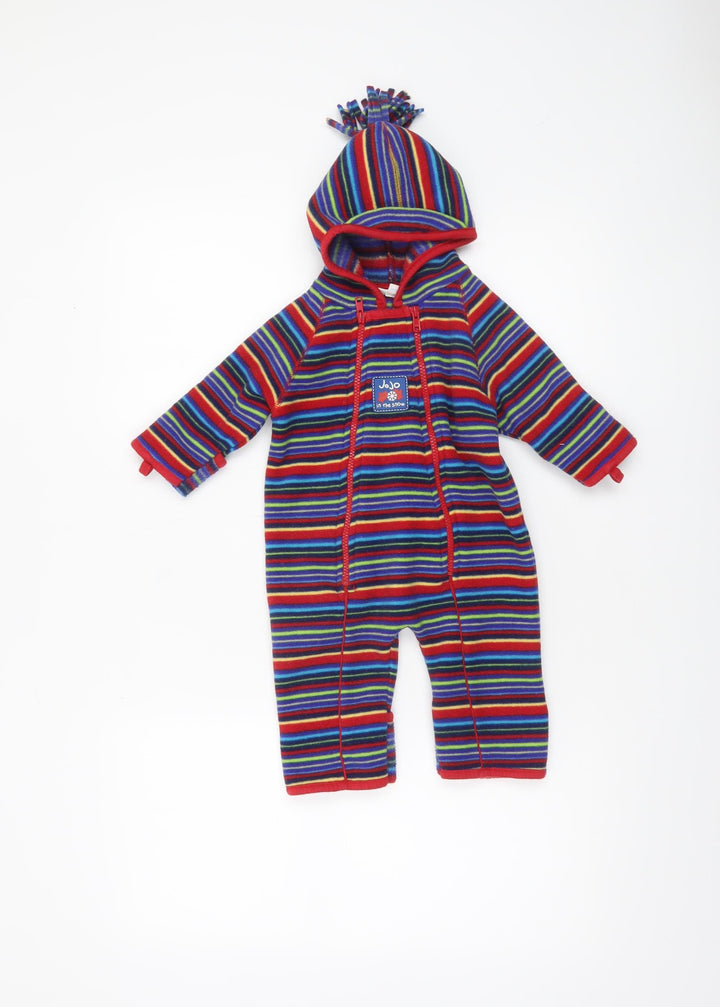JoJo Maman Bébé Unisex Baby Multicoloured 3-6 Months Hooded Fleece Babygrow