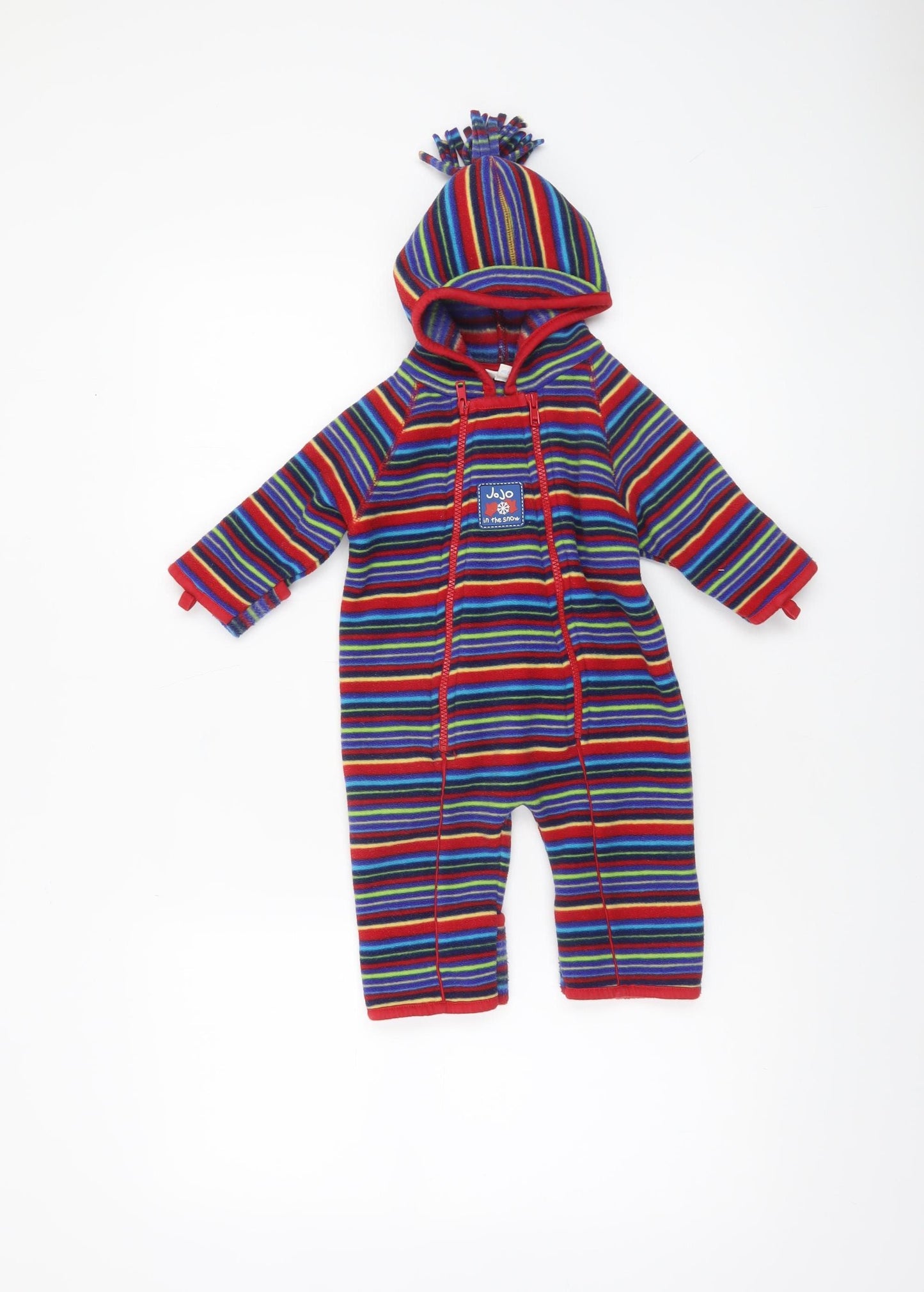 JoJo Maman Bébé Unisex Baby Multicoloured 3-6 Months Hooded Fleece Babygrow