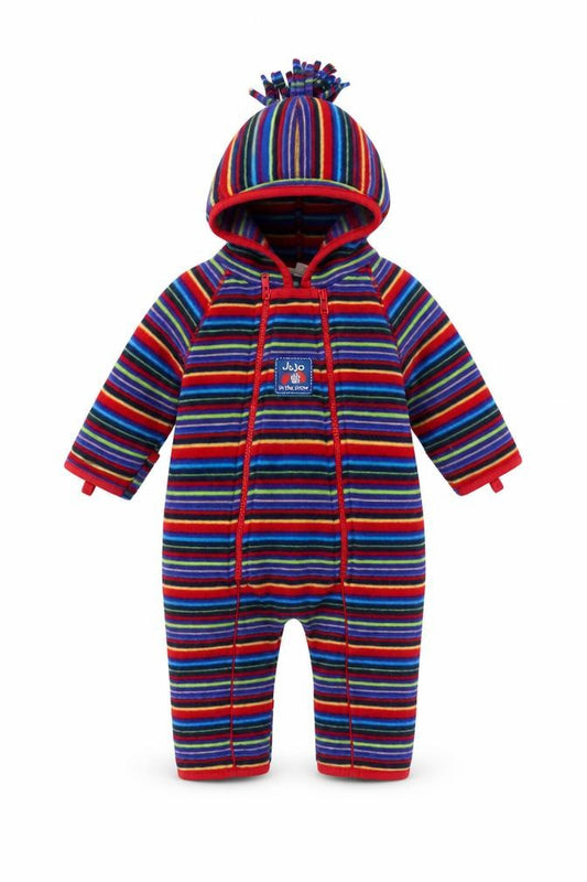 JoJo Maman Bébé Unisex Baby Multicoloured 3-6 Months Hooded Fleece Babygrow