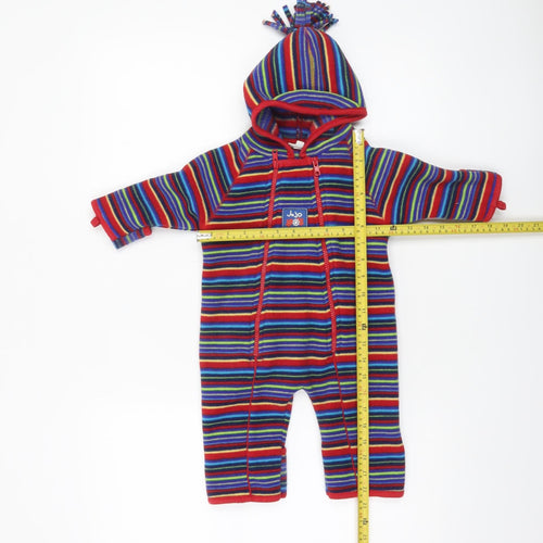 JoJo Maman Bébé Unisex Baby Multicoloured 3-6 Months Hooded Fleece Babygrow