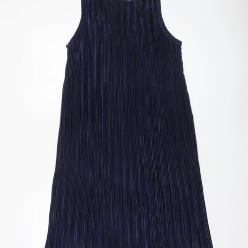 H&M Women Blue Pleated Shift Knee Length Dress Size 12