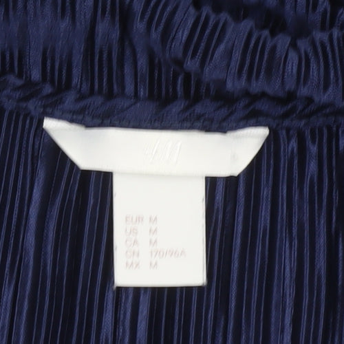 H&M Women Blue Pleated Shift Knee Length Dress Size 12