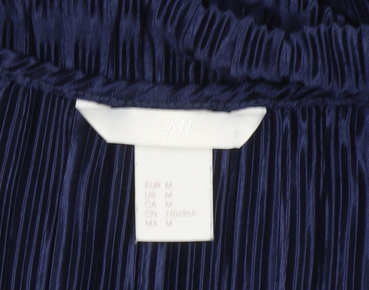 H&M Women Blue Pleated Shift Knee Length Dress Size 12