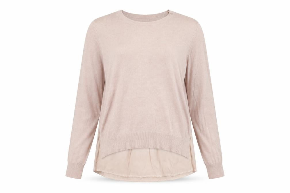 Front view of Marks & Spencer Women’s Pink Crew Neck Long Sleeve jumper, size UK 12