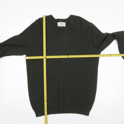 Jasper Conran Men's Green Waffle Knit Cotton Jumper Size L