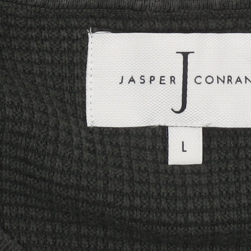 Jasper Conran Men's Green Waffle Knit Cotton Jumper Size L