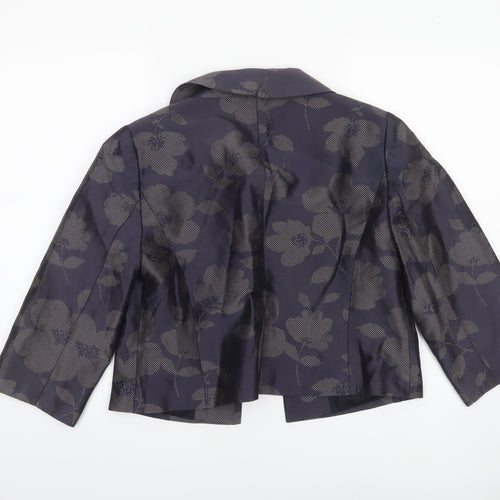 Fenn Wright Manson Women Blue Floral Jacquard Short Blazer Size 14