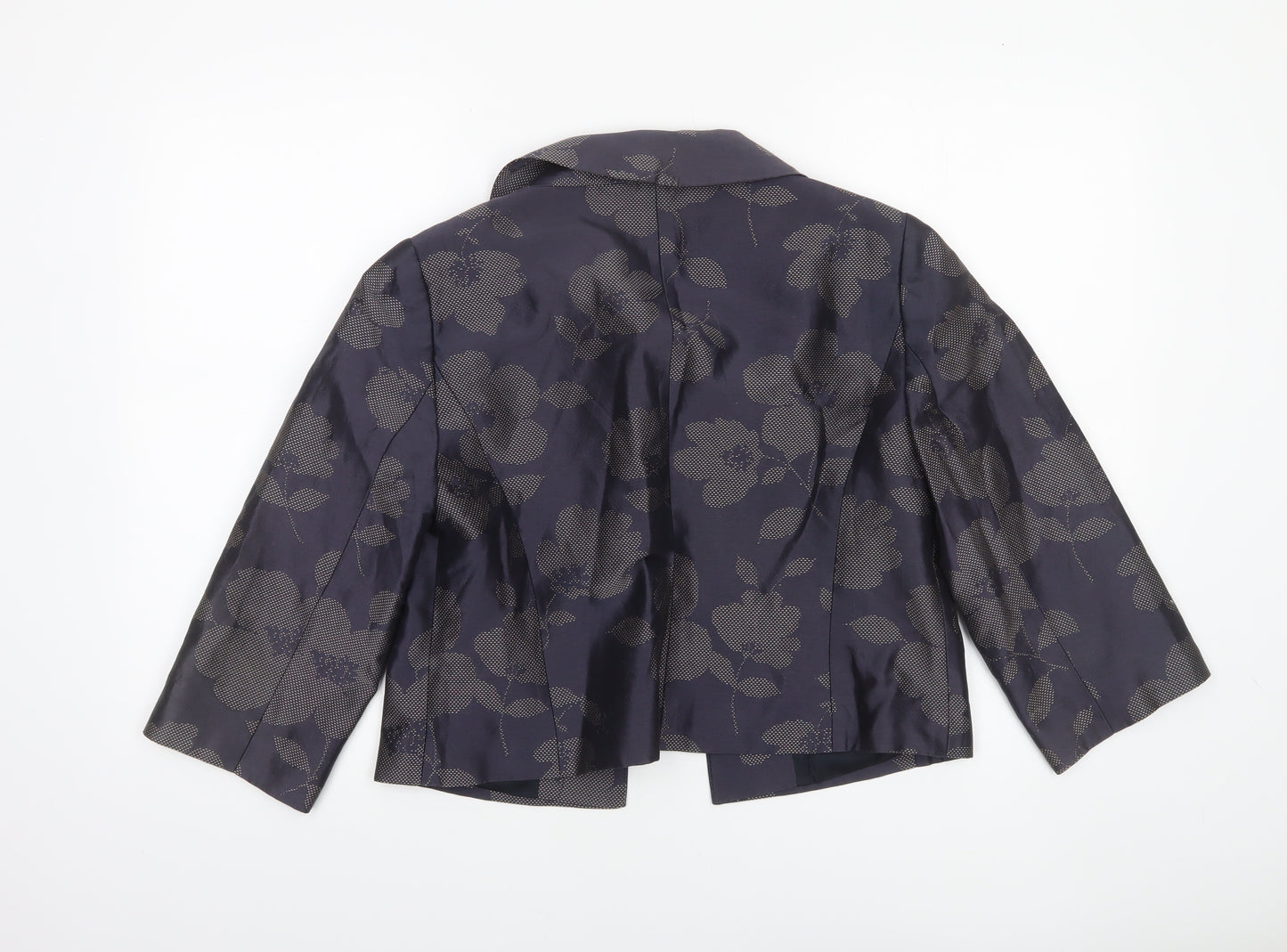 Fenn Wright Manson Women Blue Floral Jacquard Short Blazer Size 14