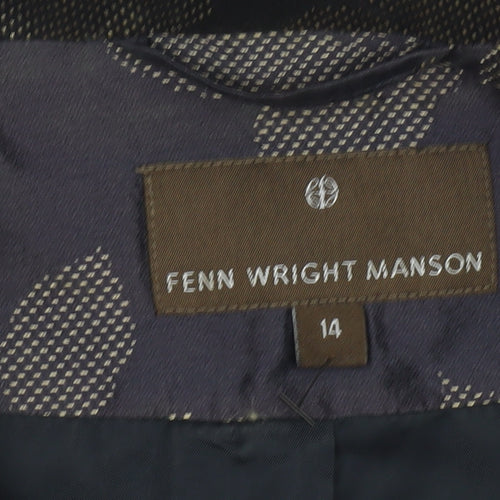 Fenn Wright Manson Women Blue Floral Jacquard Short Blazer Size 14