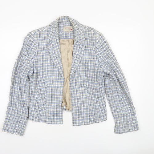 NEXT Womens Blue Check Bouclé Suit Jacket Size 14 Regular Fit