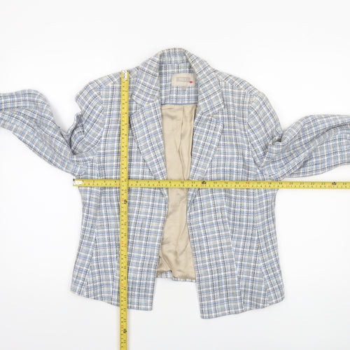 NEXT Womens Blue Check Bouclé Suit Jacket Size 14 Regular Fit