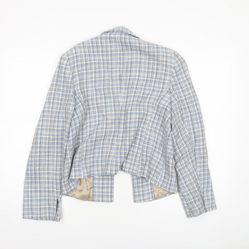 NEXT Womens Blue Check Bouclé Suit Jacket Size 14 Regular Fit