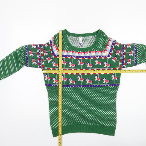 By Henry Holland Women's Green Size 8 Christmas Pullover Jumper