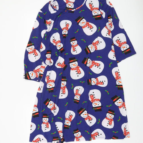 Capsule Womens Blue Christmas Snowman Swing Dress Size 22