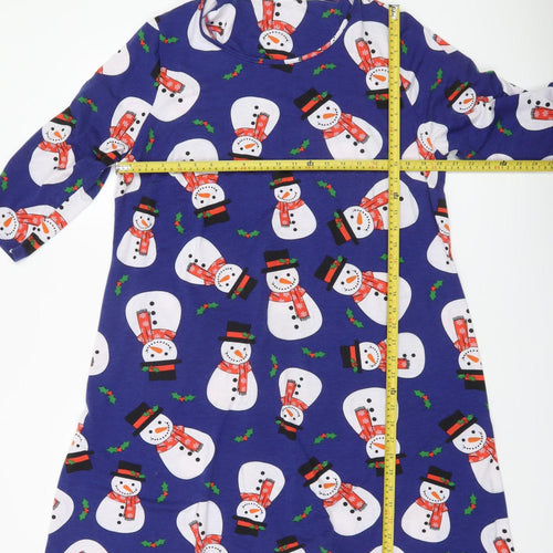 Capsule Womens Blue Christmas Snowman Swing Dress Size 22
