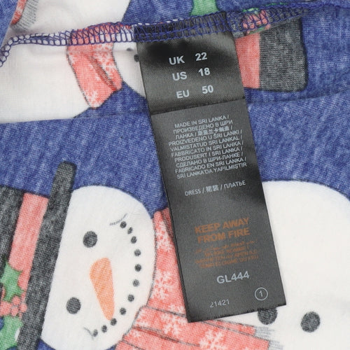 Capsule Womens Blue Christmas Snowman Swing Dress Size 22