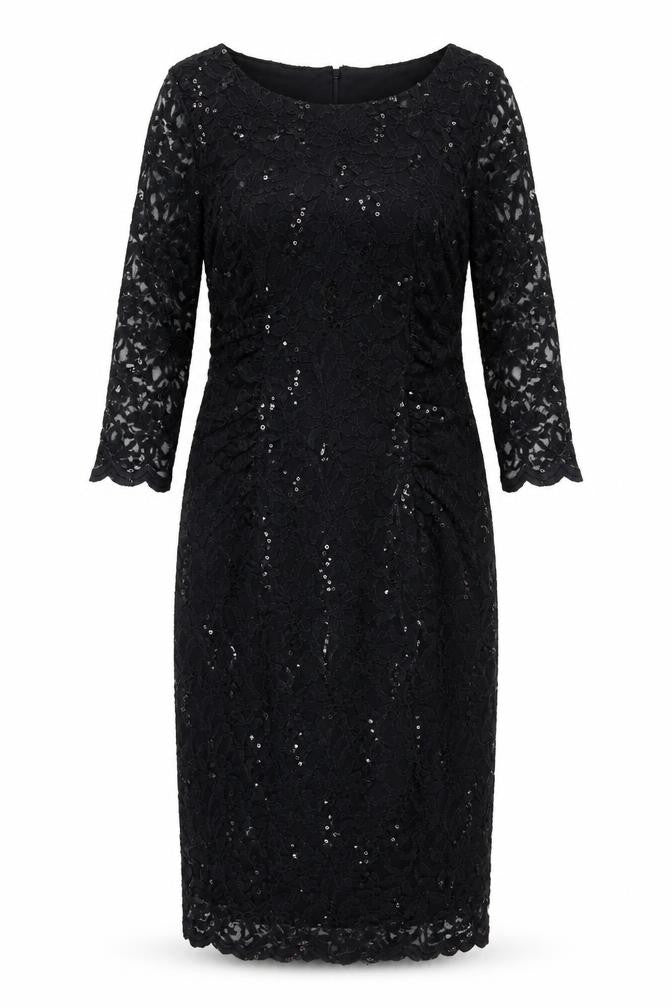 Debenhams Women Black Lace Sequin Sheath Dress Size 12