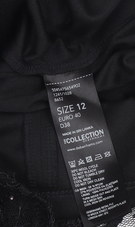 Debenhams Women Black Lace Sequin Sheath Dress Size 12
