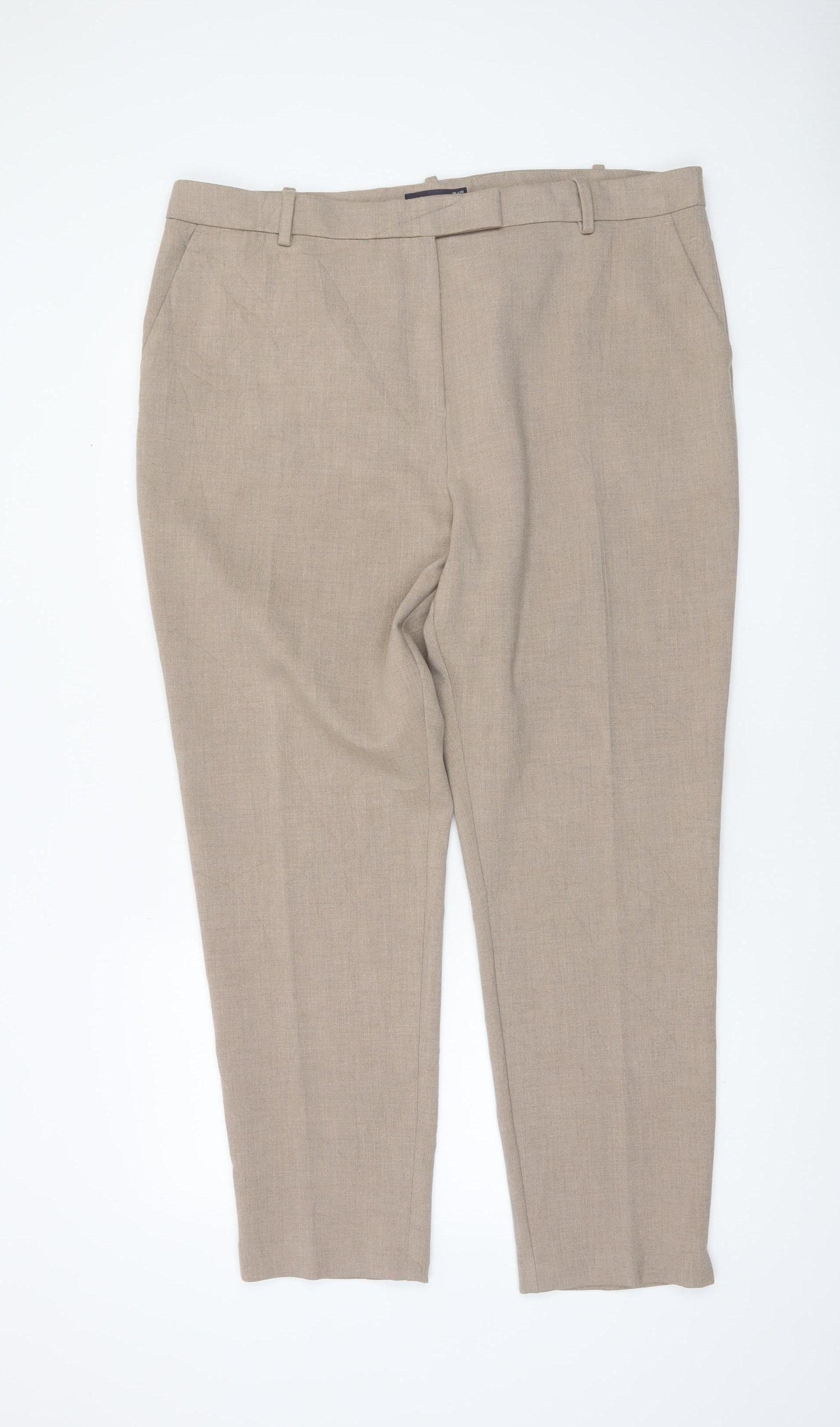 Marks and Spencer Women Beige Size 20 Tall Straight Trousers
