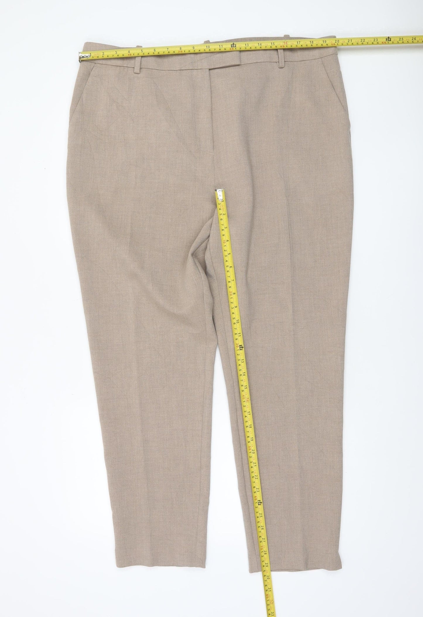 Marks and Spencer Women Beige Size 20 Tall Straight Trousers