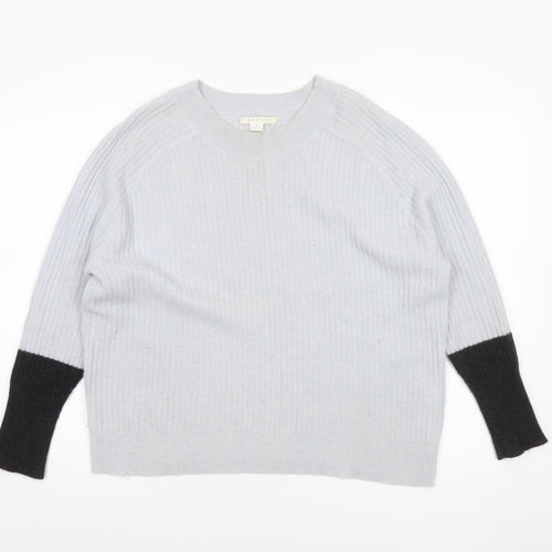 Duffy Womens Grey 100% Cashmere Ribbed Crew Neck Jumper Size S