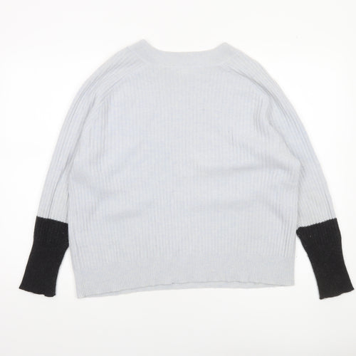 Duffy Womens Grey 100% Cashmere Ribbed Crew Neck Jumper Size S