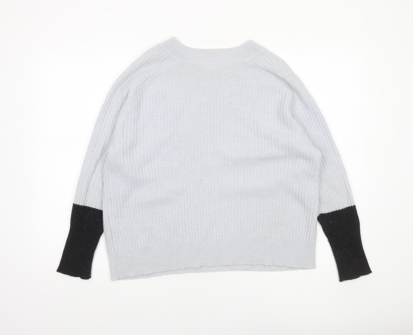 Duffy Womens Grey 100% Cashmere Ribbed Crew Neck Jumper Size S
