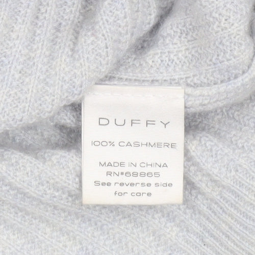 Duffy Womens Grey 100% Cashmere Ribbed Crew Neck Jumper Size S