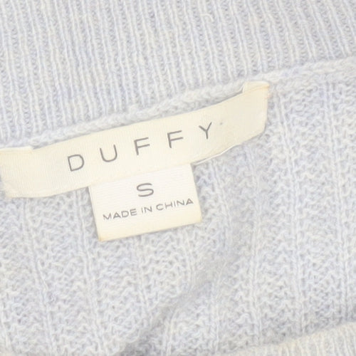Duffy Womens Grey 100% Cashmere Ribbed Crew Neck Jumper Size S