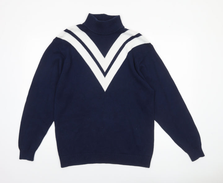 The Upside Women's Blue Roll Neck Cotton Jumper XS