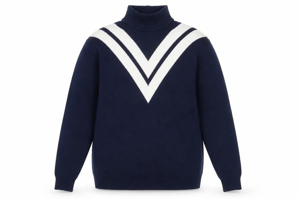 Front view of The Upside Women's Blue Roll Neck Cotton Jumper XS