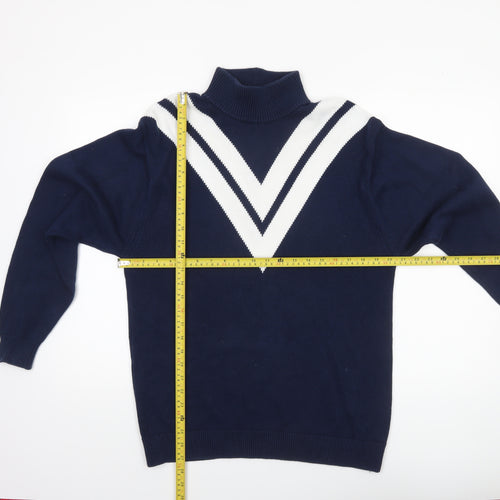 The Upside Women's Blue Roll Neck Cotton Jumper XS